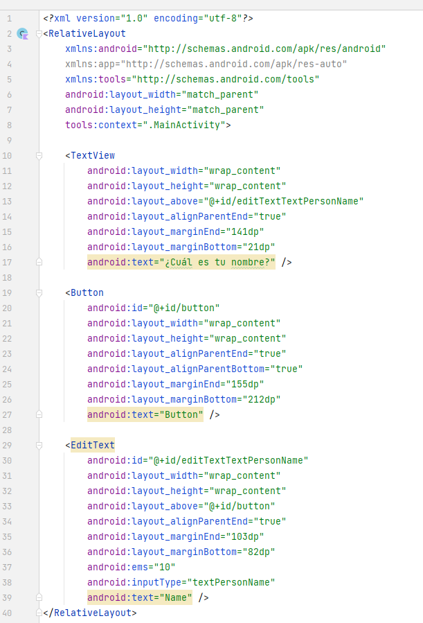 Código XML del ejemplo 9.3