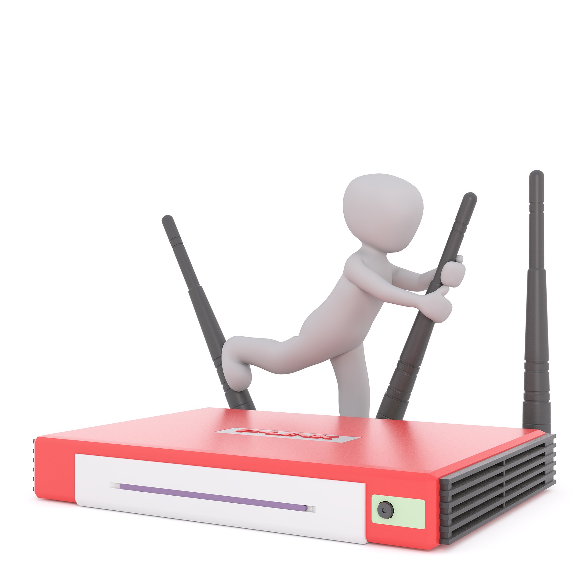 Router Ilustración de un muñeco moviendo las antenas sobre un router