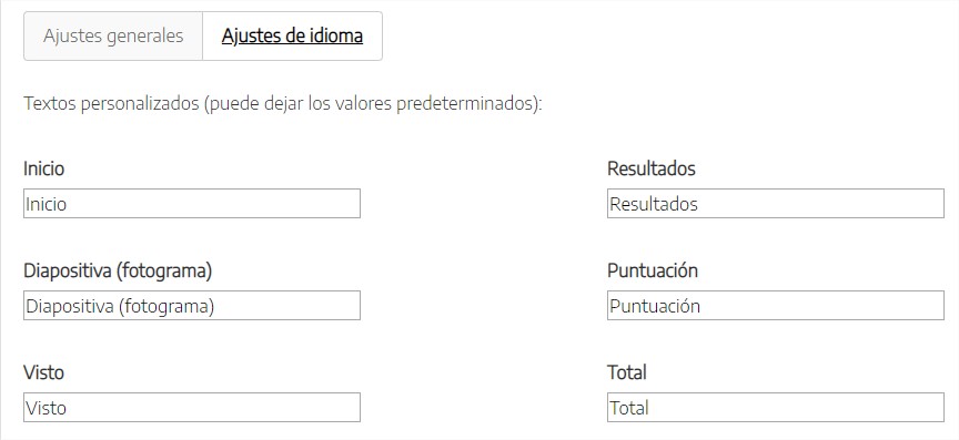 Ajustes de idioma
