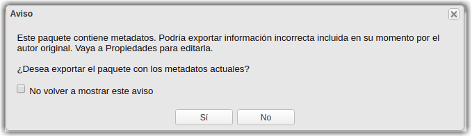 Aviso de revisión de Metadatos Aviso de revisión de Metadatos