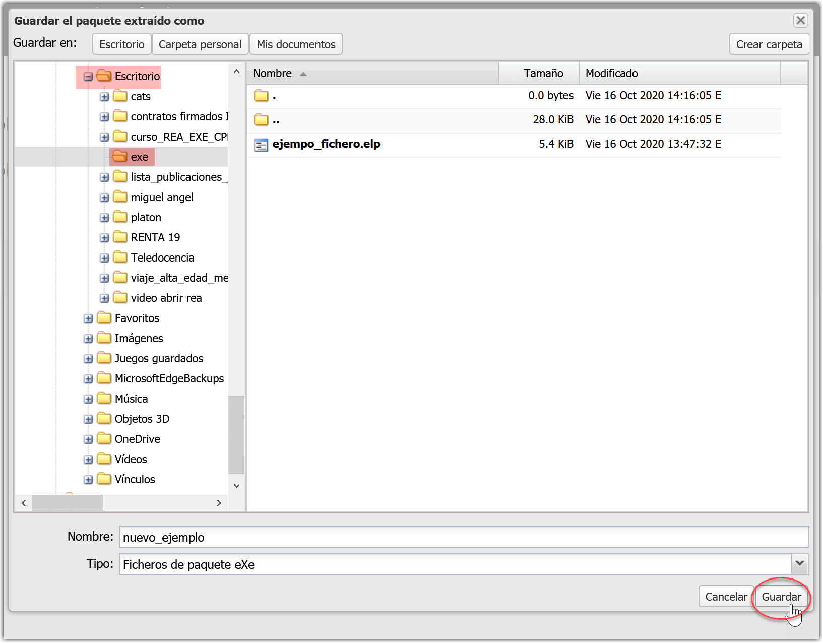 Guardar un archivo exe Guardar un archivo exe
