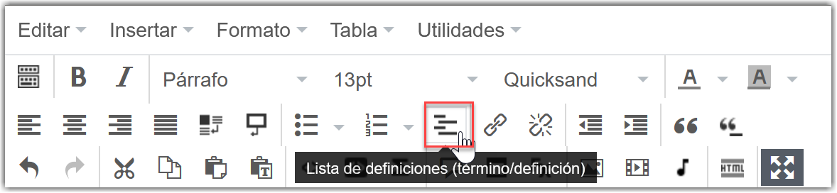 Lista de definiciones Lista de definiciones